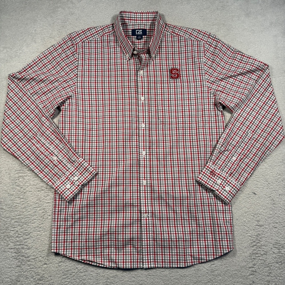 Cutter & Buck NC State Button Down Shirt Red Plaid Wolfpack NCAA NWOT